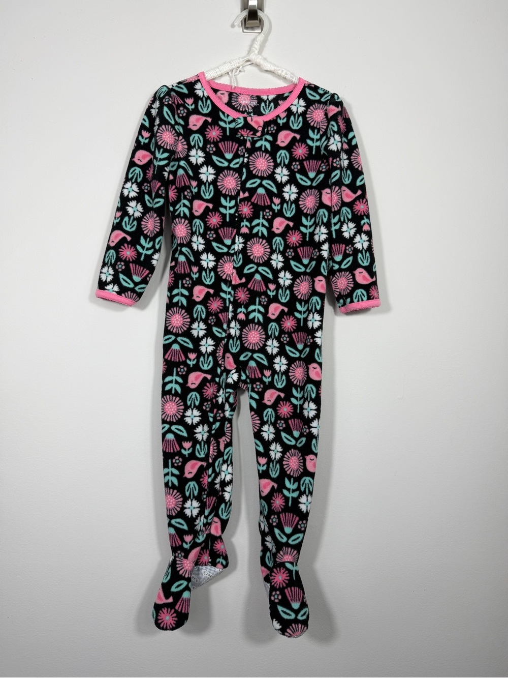 Simple Joys Carter’s Girls 24M Floral Bird Fleece Footed Pajamas Sleeper